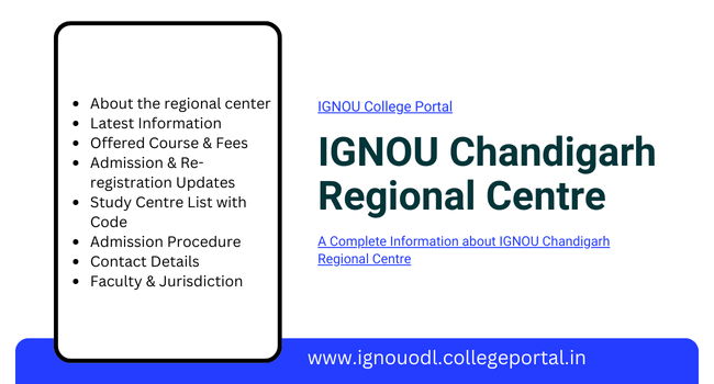 IGNOU Chandigarh Regional Centre Admission 2026: Offered Courses List, Fees, Contact Number & Timing