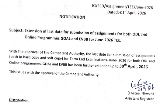 last date of ignou assignment submission