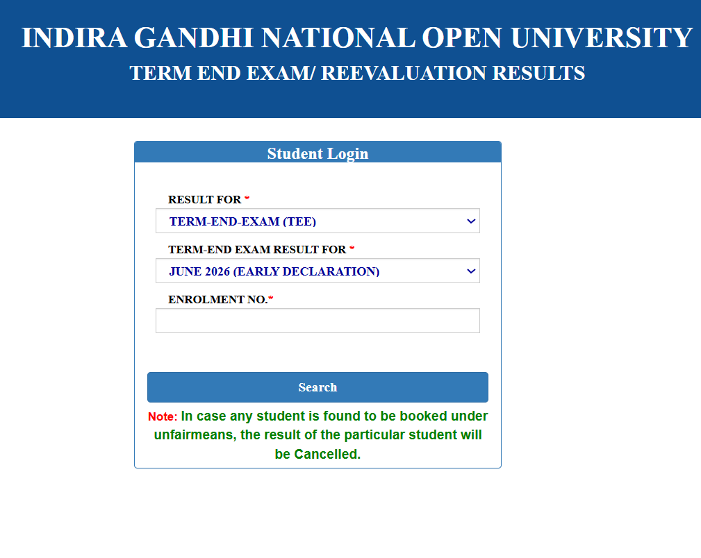 ignou result june tee
